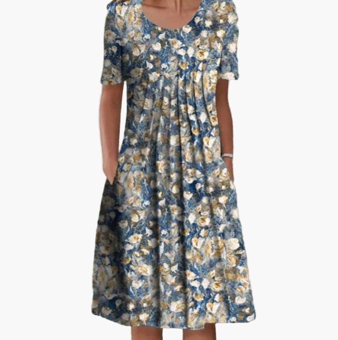 Abito estivo da donna con stampa floreale – Abito casual ampio con tasche, lunghezza midi, stile femminile
