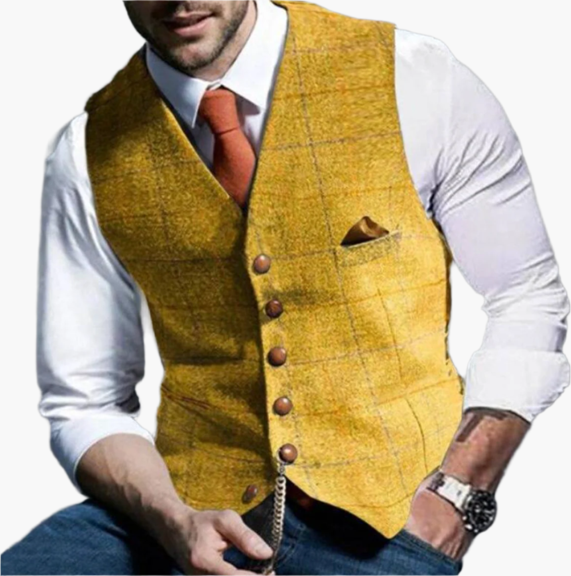 Herre vintage vest klassisk elegant – Stilfull dressvest for jobb og fritid