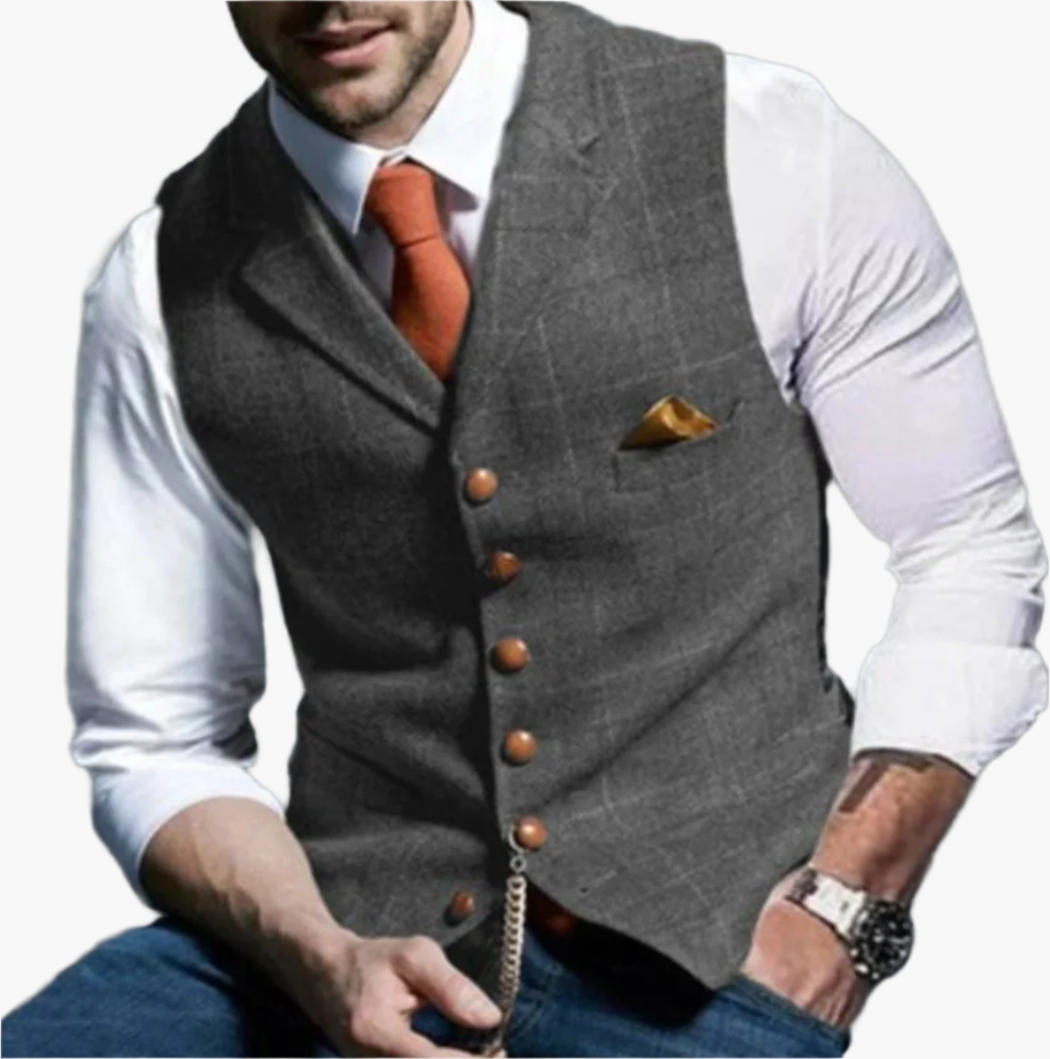 Herre vintage vest klassisk elegant – Stilfull dressvest for jobb og fritid