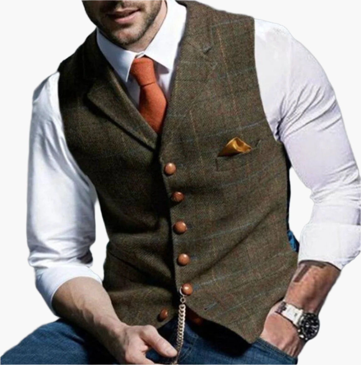 Herre vintage vest klassisk elegant – Stilfull dressvest for jobb og fritid