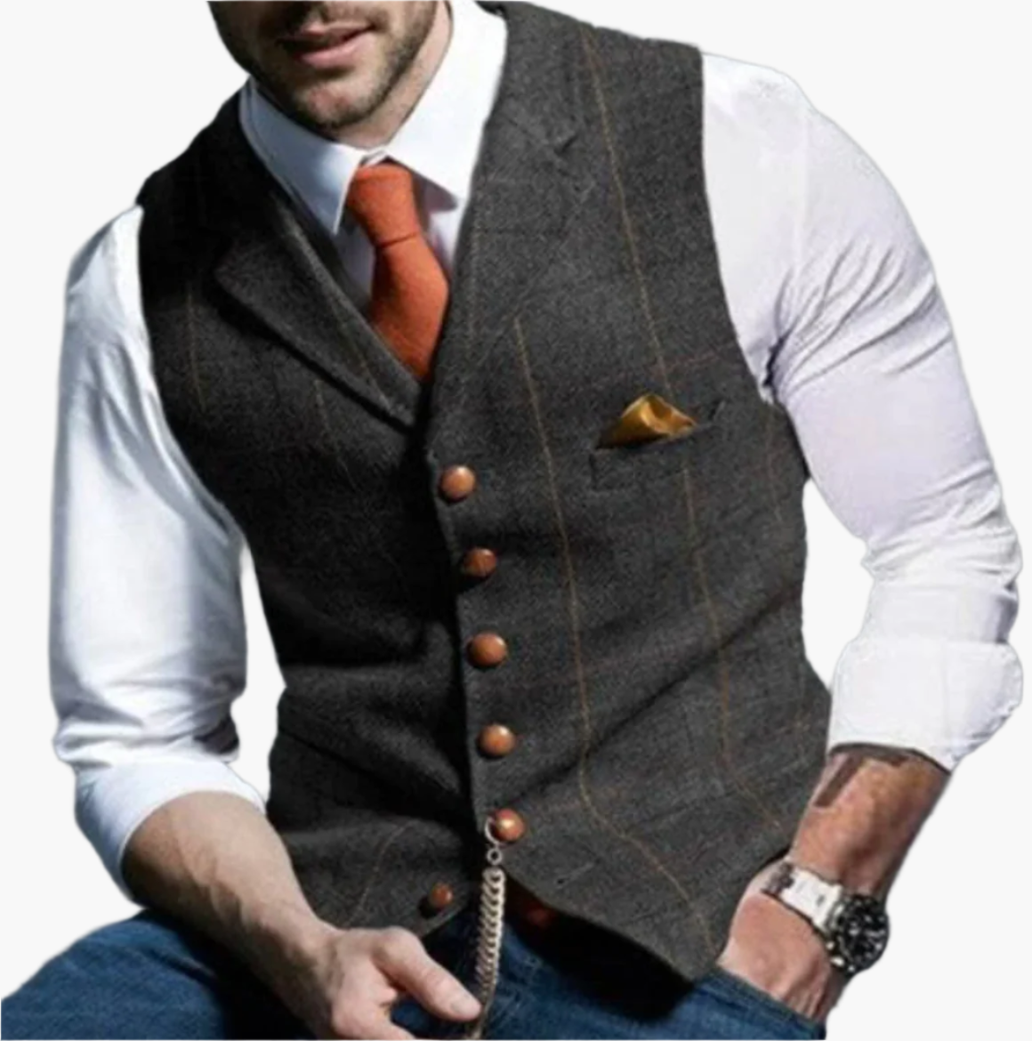 Herre vintage vest klassisk elegant – Stilfull dressvest for jobb og fritid
