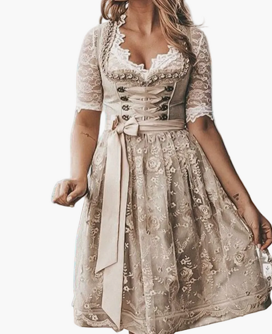 Vestido Dirndl Trachten para mujer con blusa de encaje – Atuendo tradicional para Oktoberfest