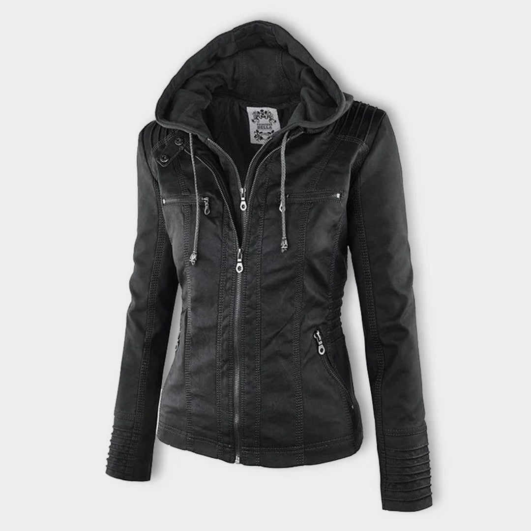 Veste en similicuir pour femme avec capuche – Un incontournable mode pour le quotidien et les loisirs