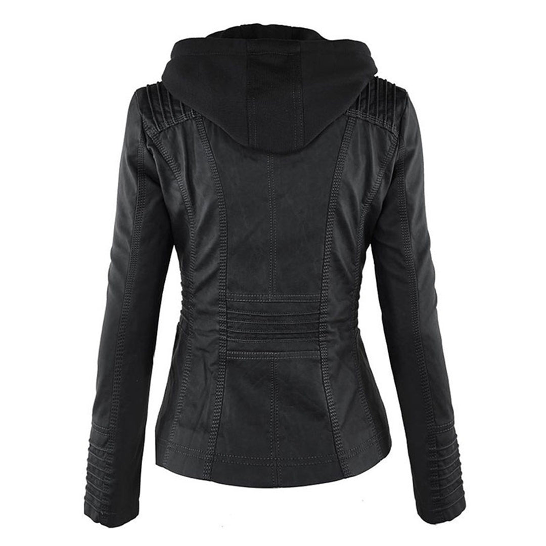 Veste en similicuir pour femme avec capuche – Un incontournable mode pour le quotidien et les loisirs