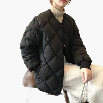 Damen Steppjacke Casual Übergangsjacke mit Knöpfen – Modischer Alltagsbegleiter