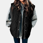 Bodywarmer voor dames met capuchon, knopen en zakken