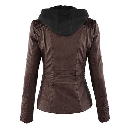 Veste en similicuir pour femme avec capuche – Un incontournable mode pour le quotidien et les loisirs