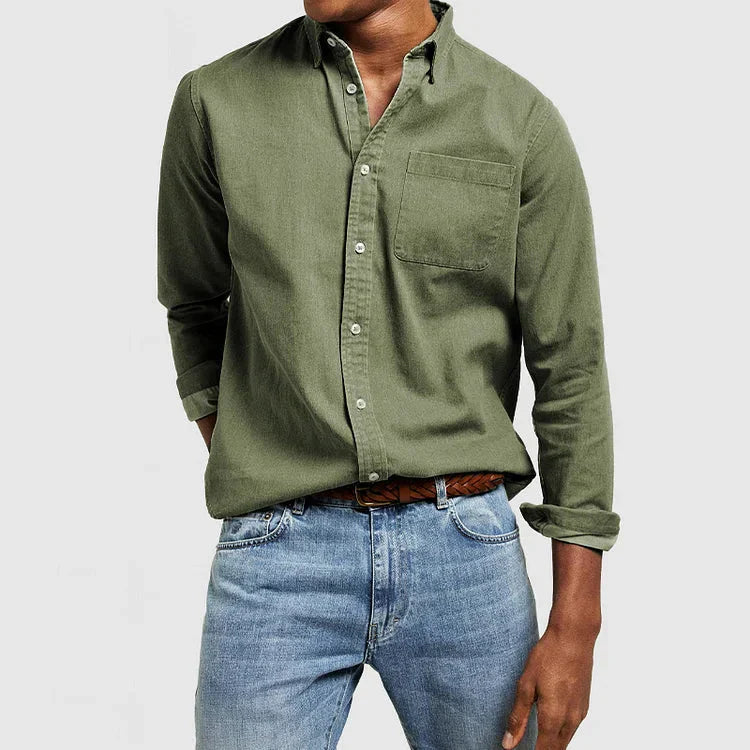 Herr fritidsskjorta med button-down-krage – Klassisk, stilfull skjorta för vardag & kontor