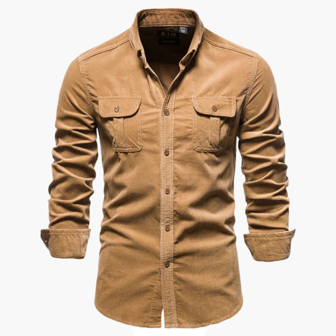 Camicia in Velluto a Coste Slim Fit da Uomo – Camicia Classica per Tempo Libero e Business in Stile Moderno