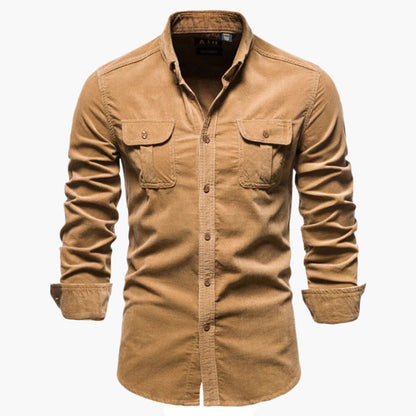 Camicia in Velluto a Coste Slim Fit da Uomo – Camicia Classica per Tempo Libero e Business in Stile Moderno