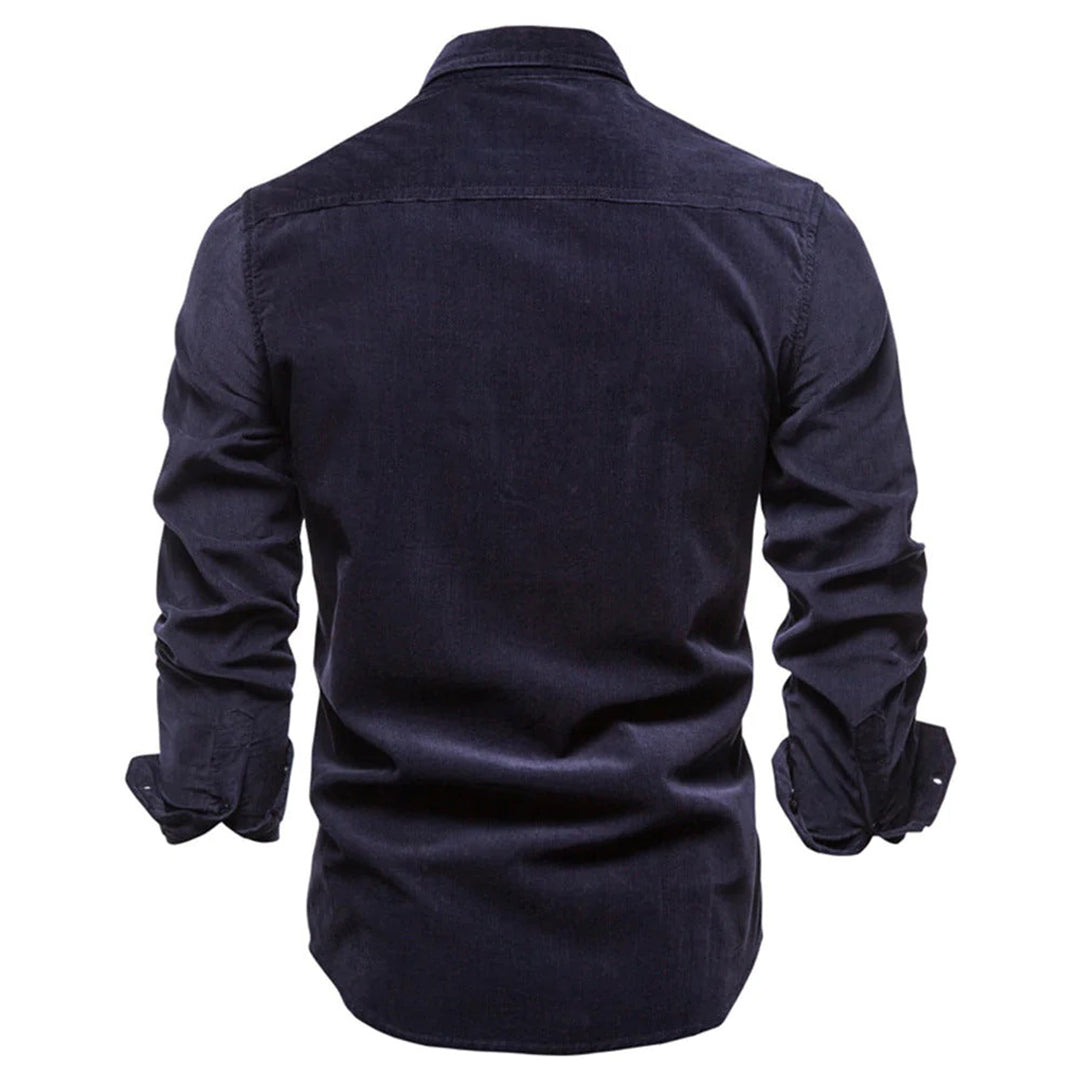 Camicia in Velluto a Coste Slim Fit da Uomo – Camicia Classica per Tempo Libero e Business in Stile Moderno