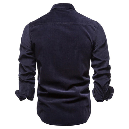 Camicia in Velluto a Coste Slim Fit da Uomo – Camicia Classica per Tempo Libero e Business in Stile Moderno
