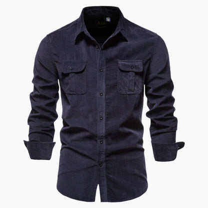 Camicia in Velluto a Coste Slim Fit da Uomo – Camicia Classica per Tempo Libero e Business in Stile Moderno
