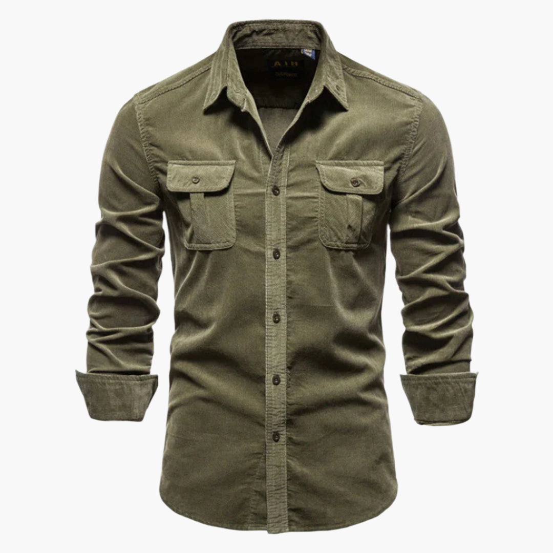 Camicia in Velluto a Coste Slim Fit da Uomo – Camicia Classica per Tempo Libero e Business in Stile Moderno