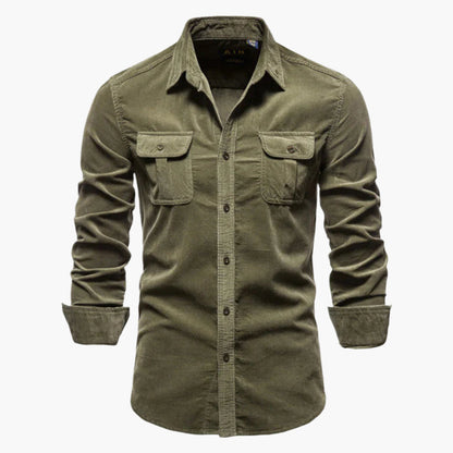 Camicia in Velluto a Coste Slim Fit da Uomo – Camicia Classica per Tempo Libero e Business in Stile Moderno