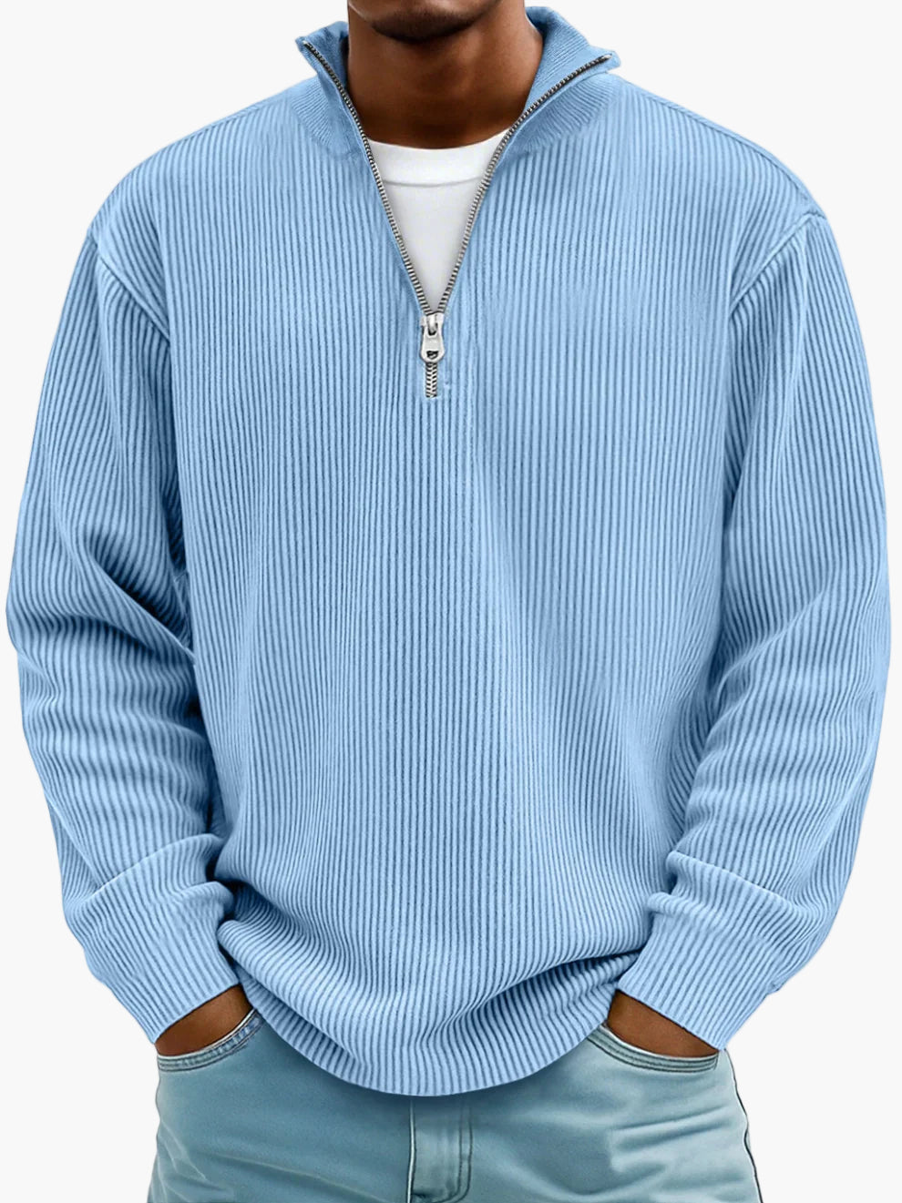 Herren Trend Pullover mit halbem Reißverschluss – Bequemer Freizeit-Sweater im modernen Stil