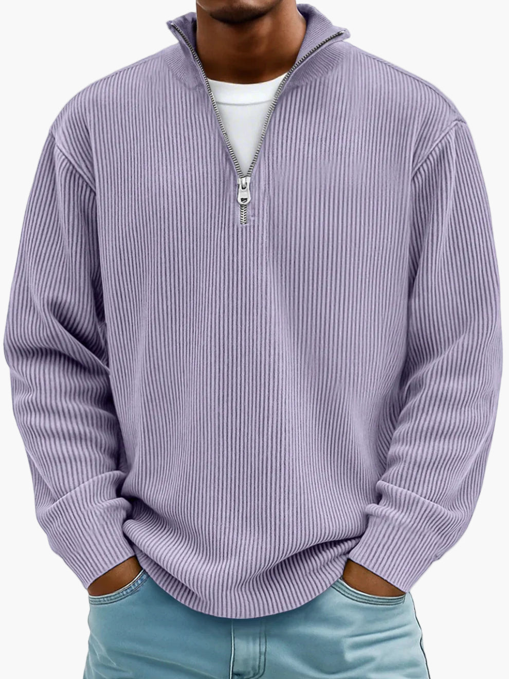 Herren Trend Pullover mit halbem Reißverschluss – Bequemer Freizeit-Sweater im modernen Stil