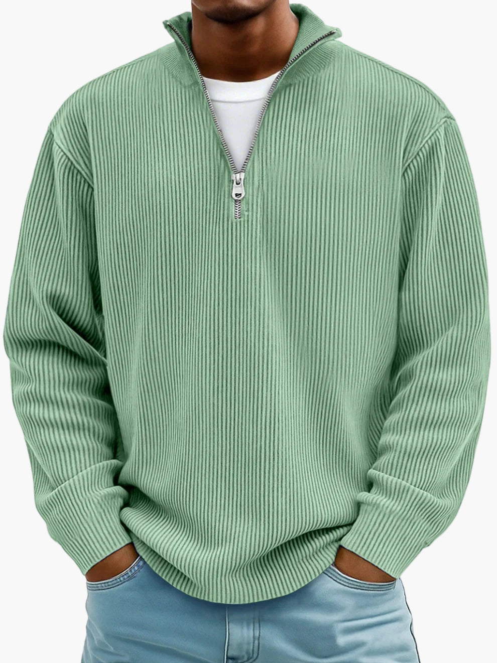 Herren Trend Pullover mit halbem Reißverschluss – Bequemer Freizeit-Sweater im modernen Stil