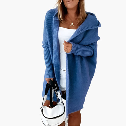 Cardigan lavorato a maglia da donna con cappuccio – Stile oversize accogliente per autunno e inverno