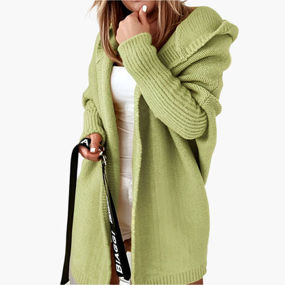 Cardigan lavorato a maglia da donna con cappuccio – Stile oversize accogliente per autunno e inverno