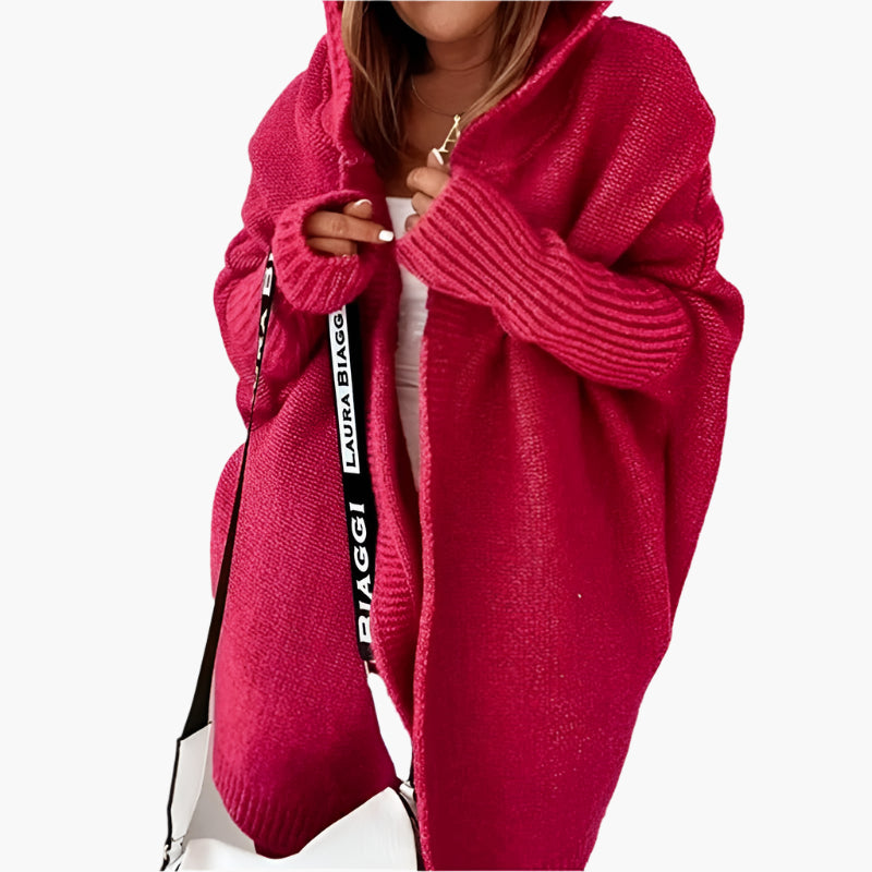 Cardigan lavorato a maglia da donna con cappuccio – Stile oversize accogliente per autunno e inverno