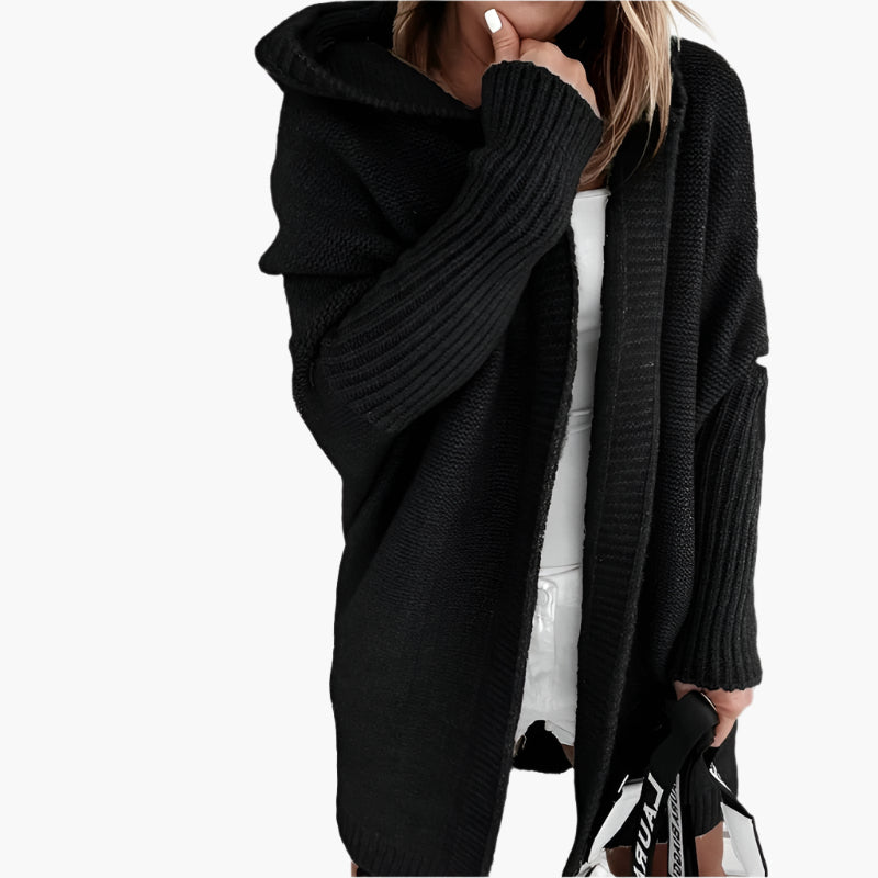 Cardigan lavorato a maglia da donna con cappuccio – Stile oversize accogliente per autunno e inverno