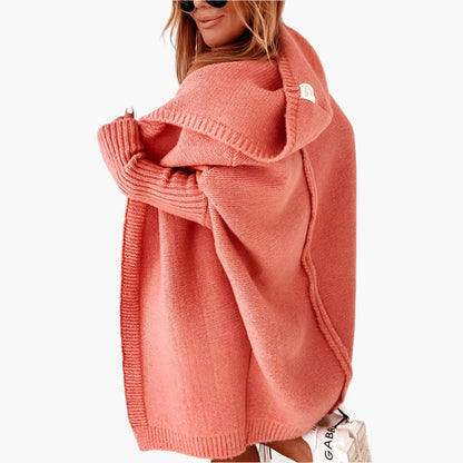 Cardigan lavorato a maglia da donna con cappuccio – Stile oversize accogliente per autunno e inverno