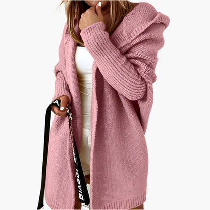 Cardigan lavorato a maglia da donna con cappuccio – Stile oversize accogliente per autunno e inverno