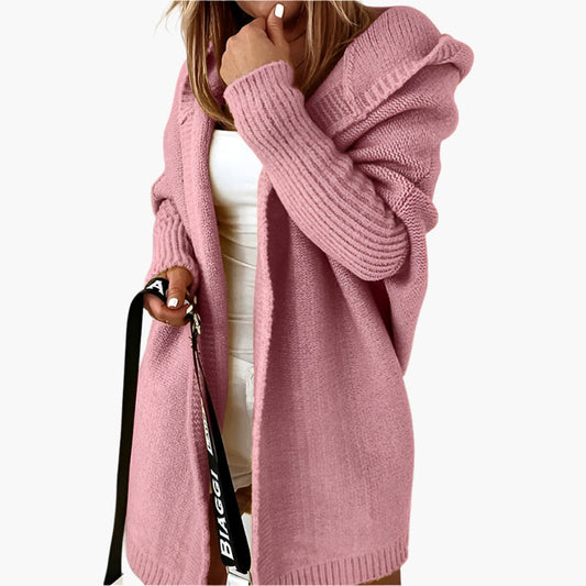 Dam Stickad cardigan med huva – Mysig oversize-stil för höst & vinter