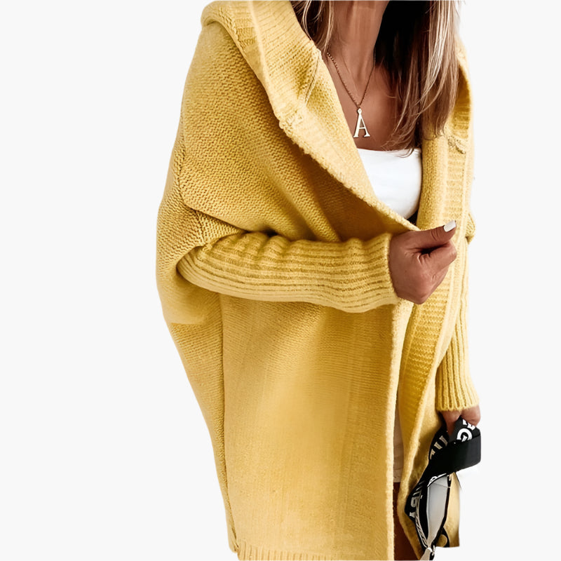 Cardigan lavorato a maglia da donna con cappuccio – Stile oversize accogliente per autunno e inverno