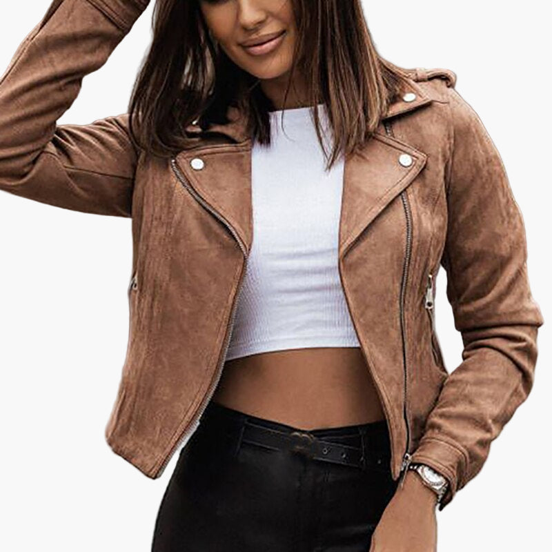 Giacca biker donna moderno blazer corto casual elegante