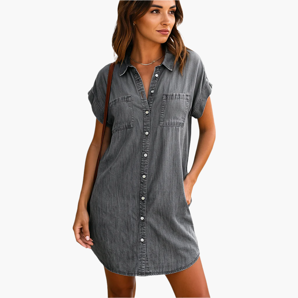 Vestido vaquero casual para mujer con corte suelto – Perfecto para el día a día y el verano