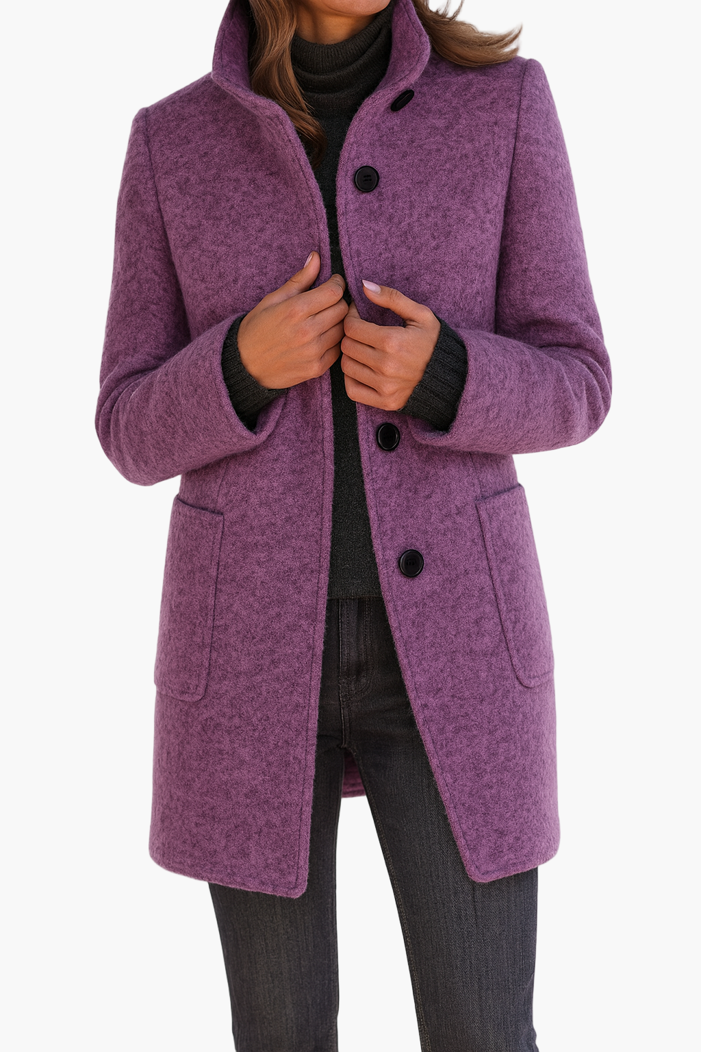 Damen Kurzmantel mit Stehkragen – Eleganter Alltagsmantel für Herbst & Winter