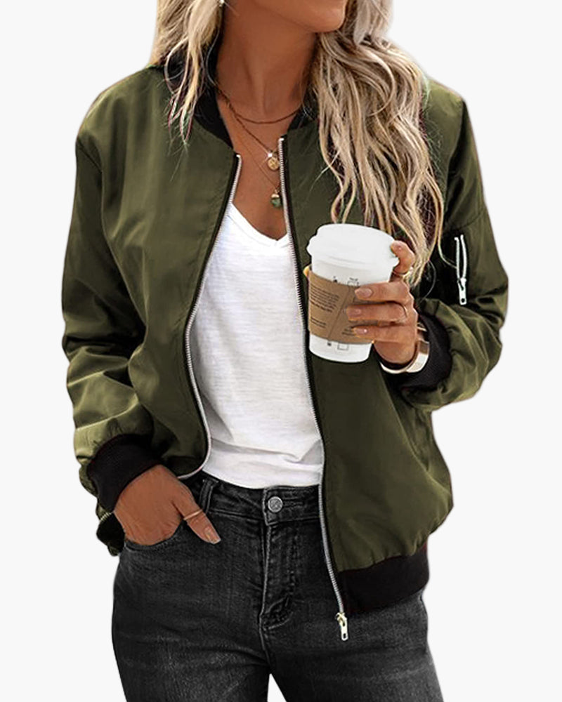 Chaqueta bomber clásica para mujer – Tendencia atemporal para tiempo libre y uso diario