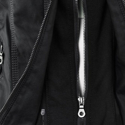 Veste en similicuir pour femme avec capuche – Un incontournable mode pour le quotidien et les loisirs