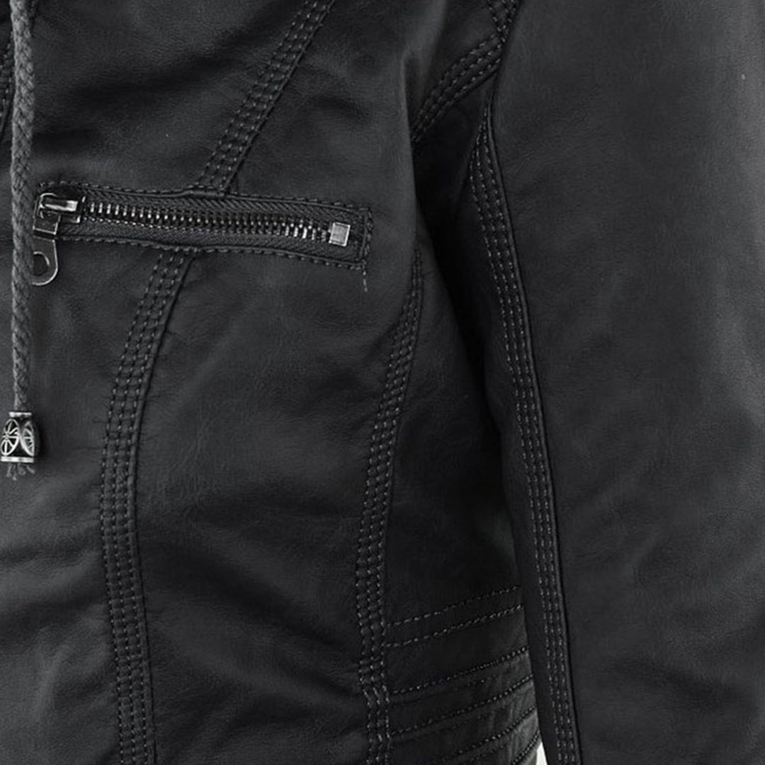Veste en similicuir pour femme avec capuche – Un incontournable mode pour le quotidien et les loisirs