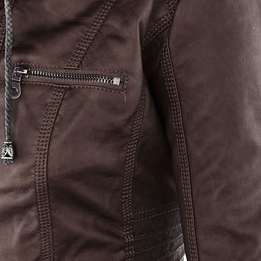 Veste en similicuir pour femme avec capuche – Un incontournable mode pour le quotidien et les loisirs
