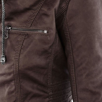 Veste en similicuir pour femme avec capuche – Un incontournable mode pour le quotidien et les loisirs