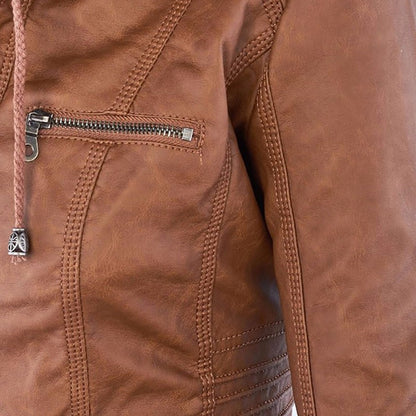 Veste en similicuir pour femme avec capuche – Un incontournable mode pour le quotidien et les loisirs