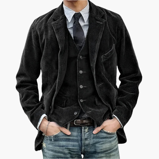 Heren corduroy colbert – Vintage zakelijke vrijetijdsjas voor herfst en winter