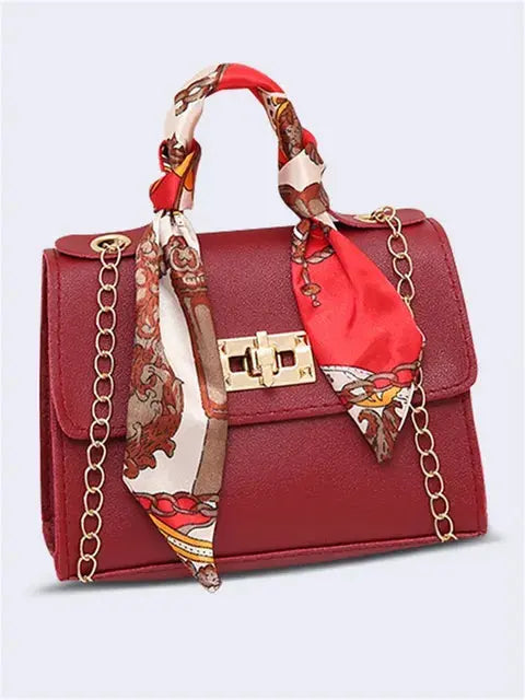 Borsa da donna con manico a sciarpa e tracolla a catena – Elegante borsa a spalla per tutti i giorni e eventi
