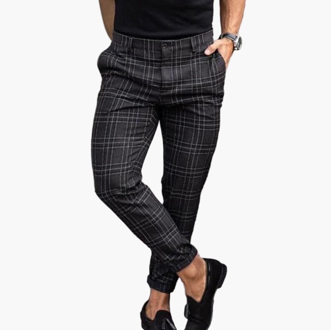 Pantaloni Chino da Uomo Moderni Slim Fit a Quadri – Pantaloni Eleganti per Business e Tempo Libero