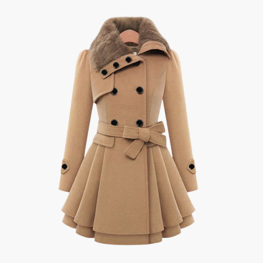 Dam Vinterkappa med konstpälskrage – Elegant trenchcoat för vardag & speciella tillfällen