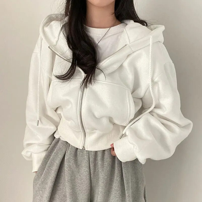 Oversized hoodie voor dames met rits en zakken