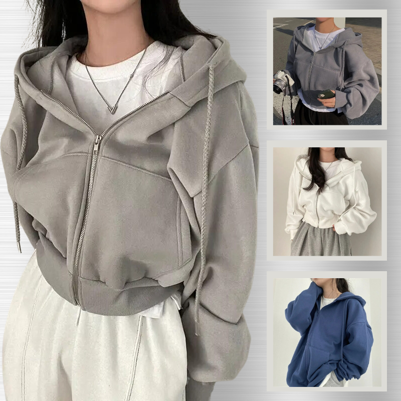 Oversized hoodie voor dames met rits en zakken