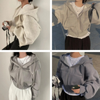 Oversized hoodie voor dames met rits en zakken