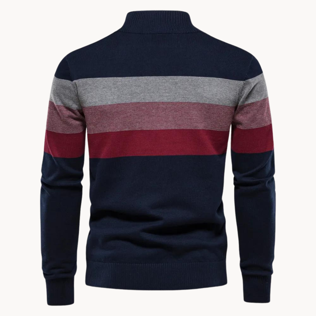 Maglione Uomo in Maglia con Cerniera – Look a Righe Moderno per Quotidiano e Tempo Libero