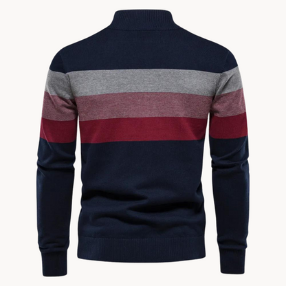 Maglione Uomo in Maglia con Cerniera – Look a Righe Moderno per Quotidiano e Tempo Libero