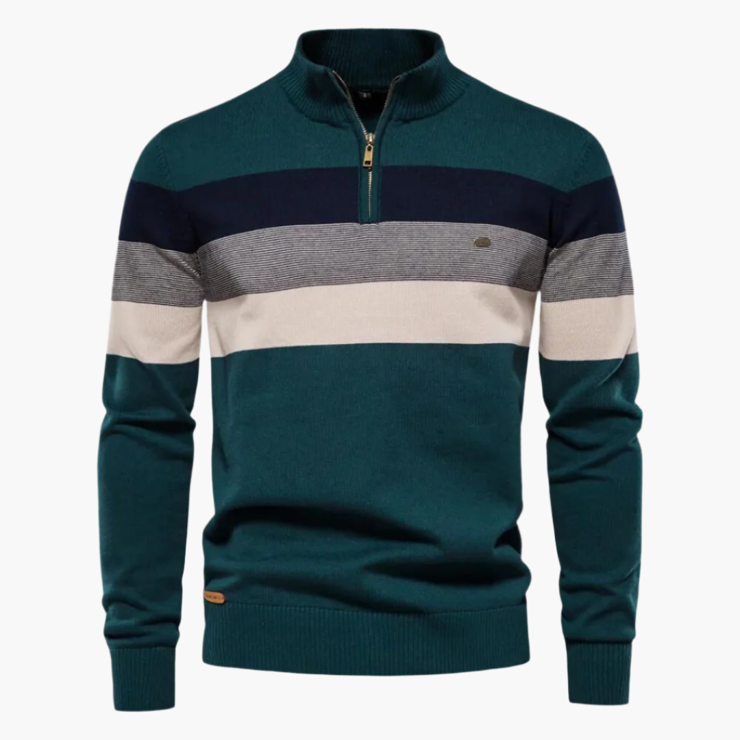 Maglione Uomo in Maglia con Cerniera – Look a Righe Moderno per Quotidiano e Tempo Libero