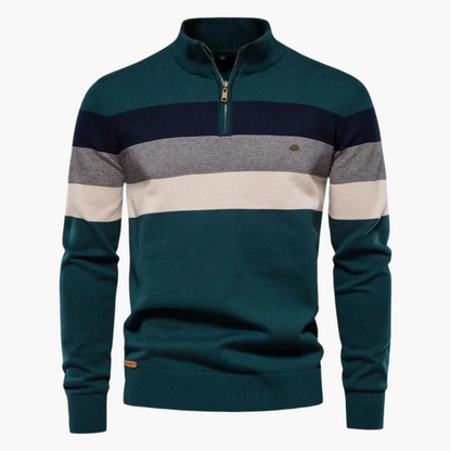 Maglione Uomo in Maglia con Cerniera – Look a Righe Moderno per Quotidiano e Tempo Libero